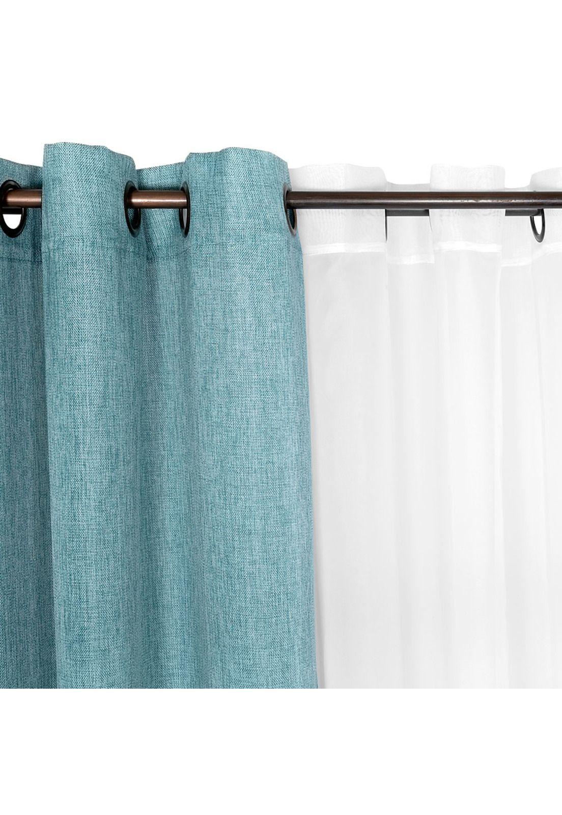 Set Cortinas 6P Corcovado 140X220 Cm Turquesa-1