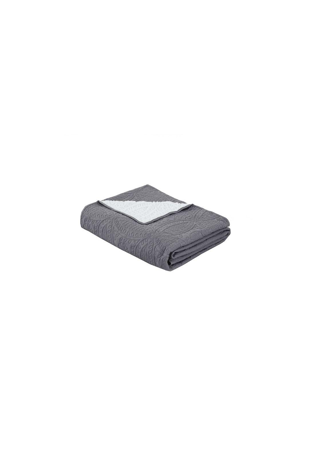 Cubrecama Micro Ultra Sherpa 2P Color Gris Acero-2