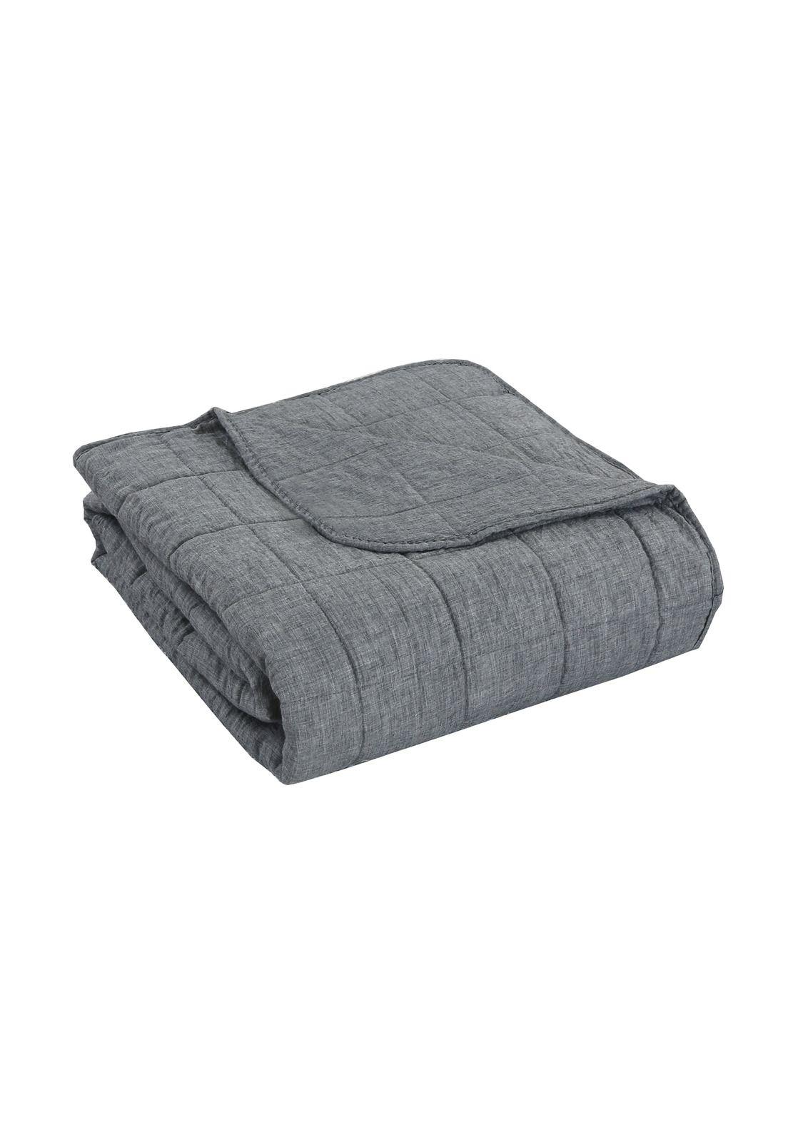 Cubrecama Polilino Bordado King Gris Acero-2