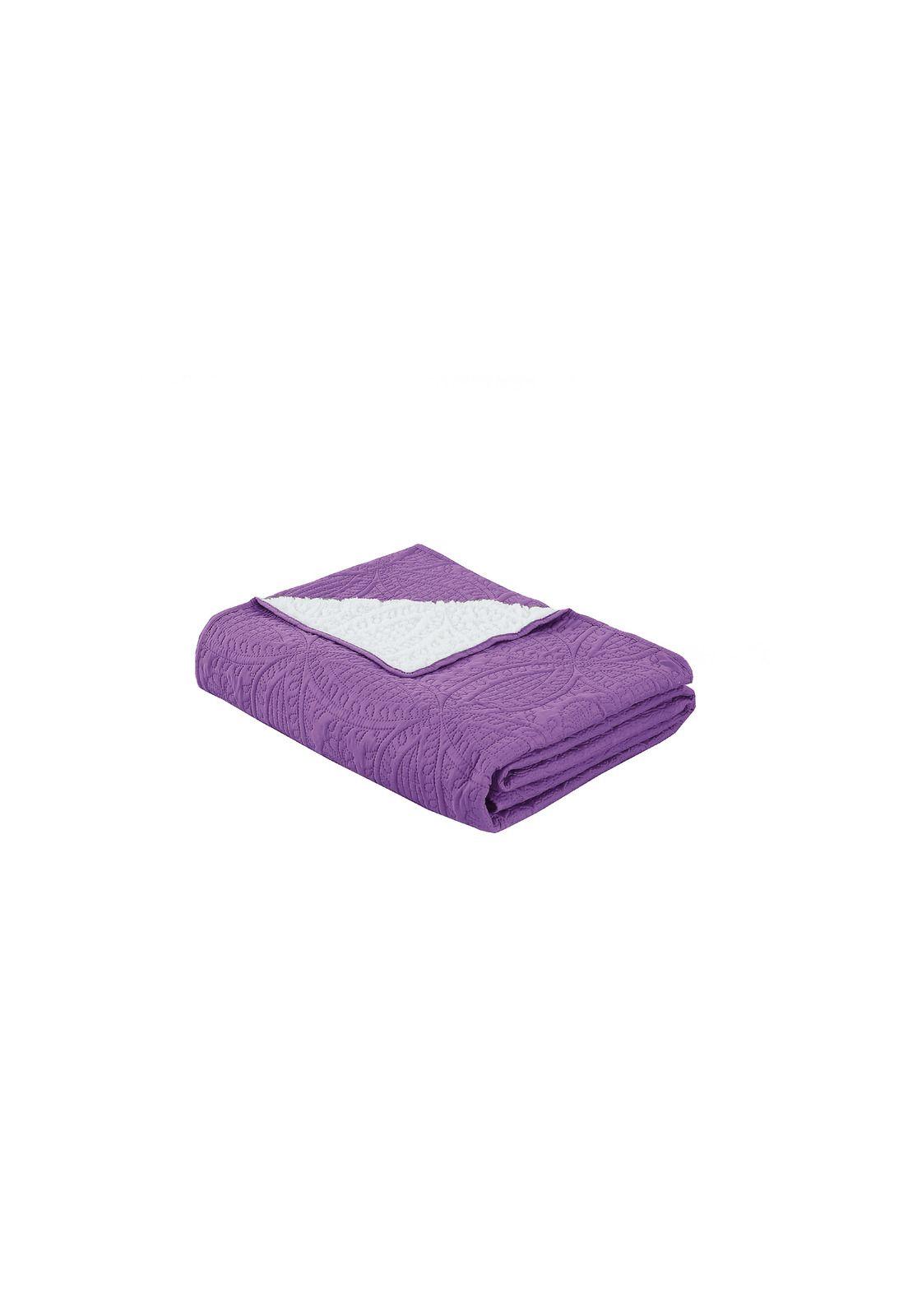 Cubrecama Micro Ultra Sherpa 2.5P Color Morado-2