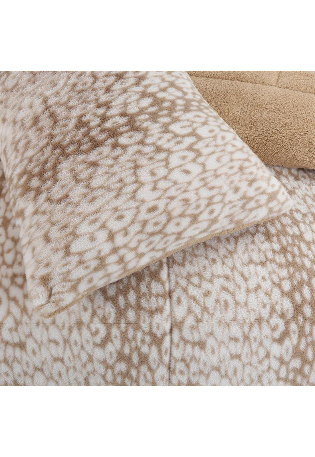 Plumón Animal Print Sherpa Extra Cálido Chantilly King Ivory-2