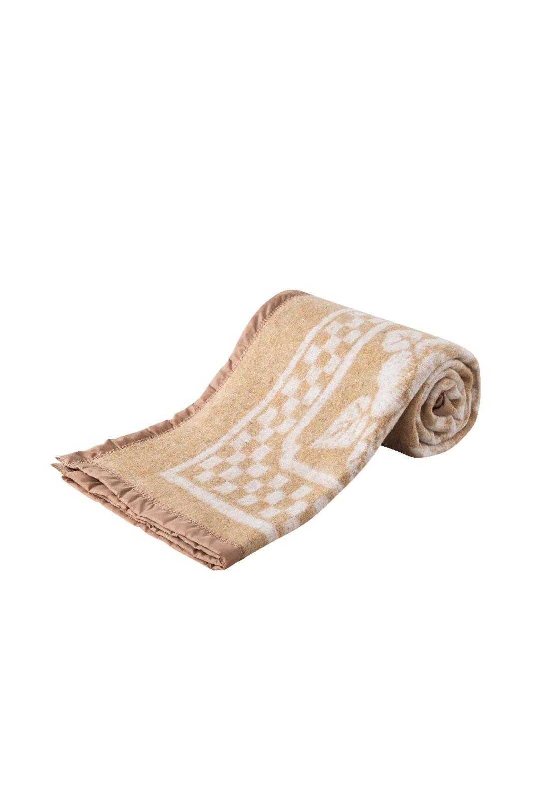 Frazada Termica Borde Satinado Flores King Camel-0