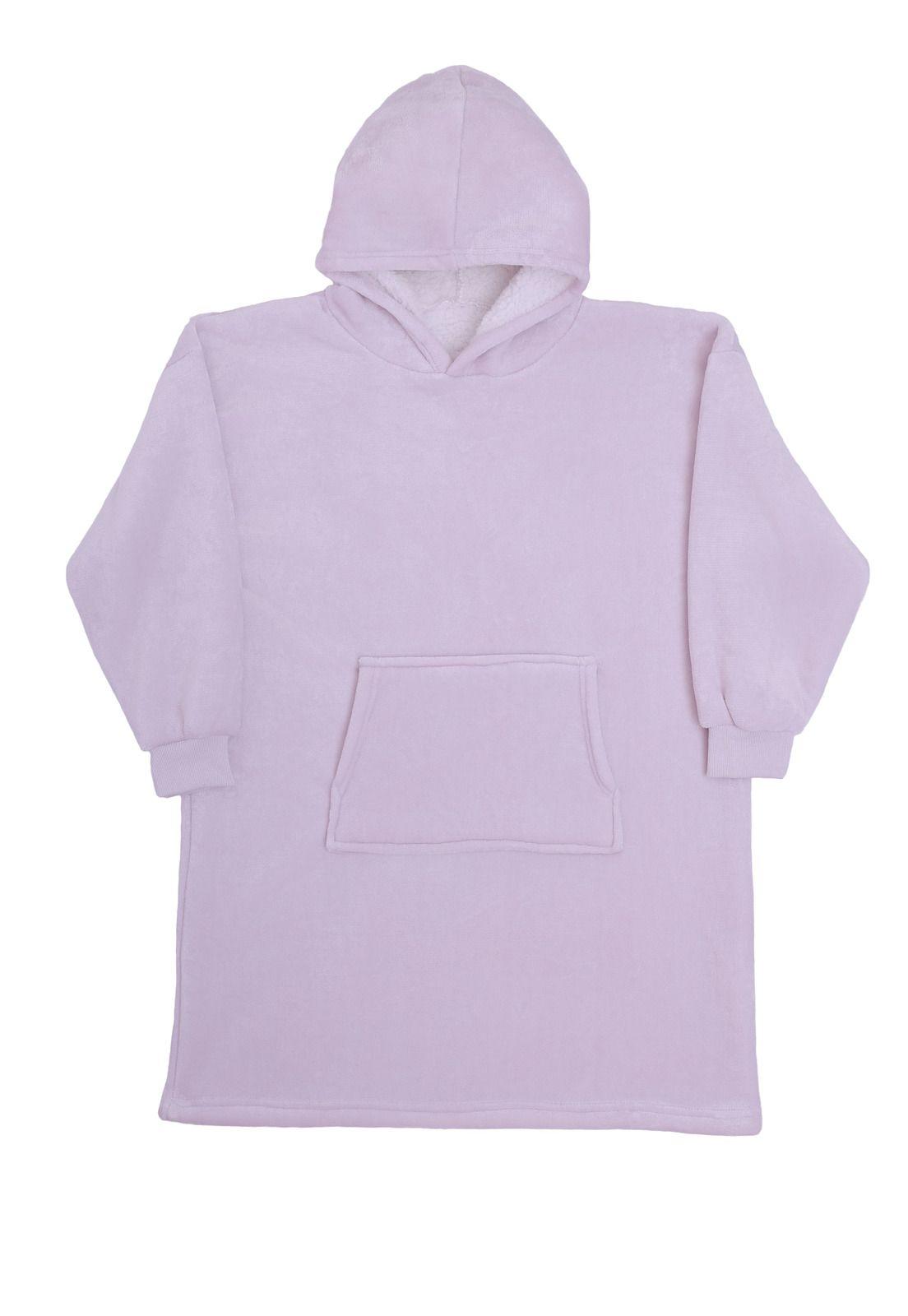 Poleron Manta Oversize Sherpa Extra Cálido Chantilly Gris Plata-0