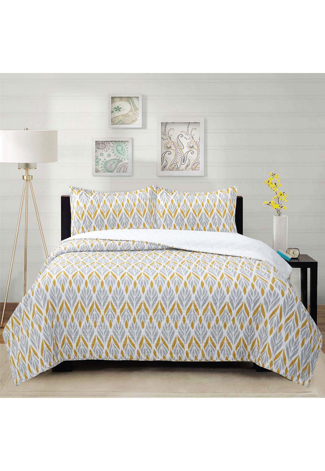 Cubrecama Micro Sherpa Geo Hojas King-0