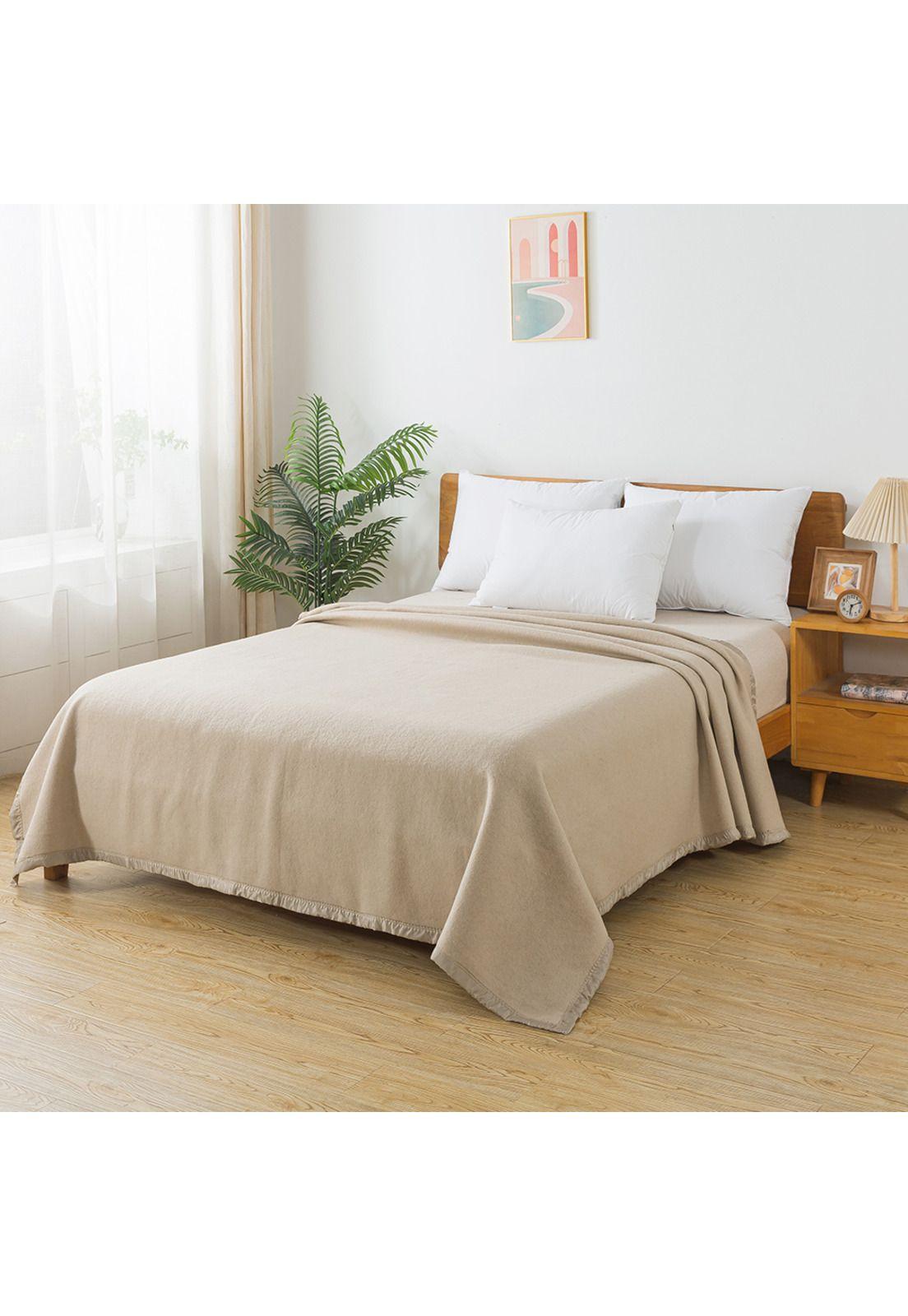 Frazada premium 70% lana 200 x 200 cm crudo oscuro-1