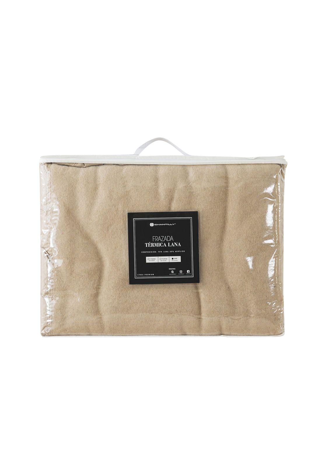Frazada premium 70% lana 200 x 200 cm crudo oscuro-2