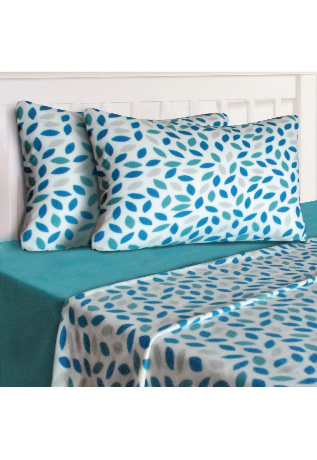Sábanas Polar Estampada Hojas Diseño 2 1.5 Plazas-0