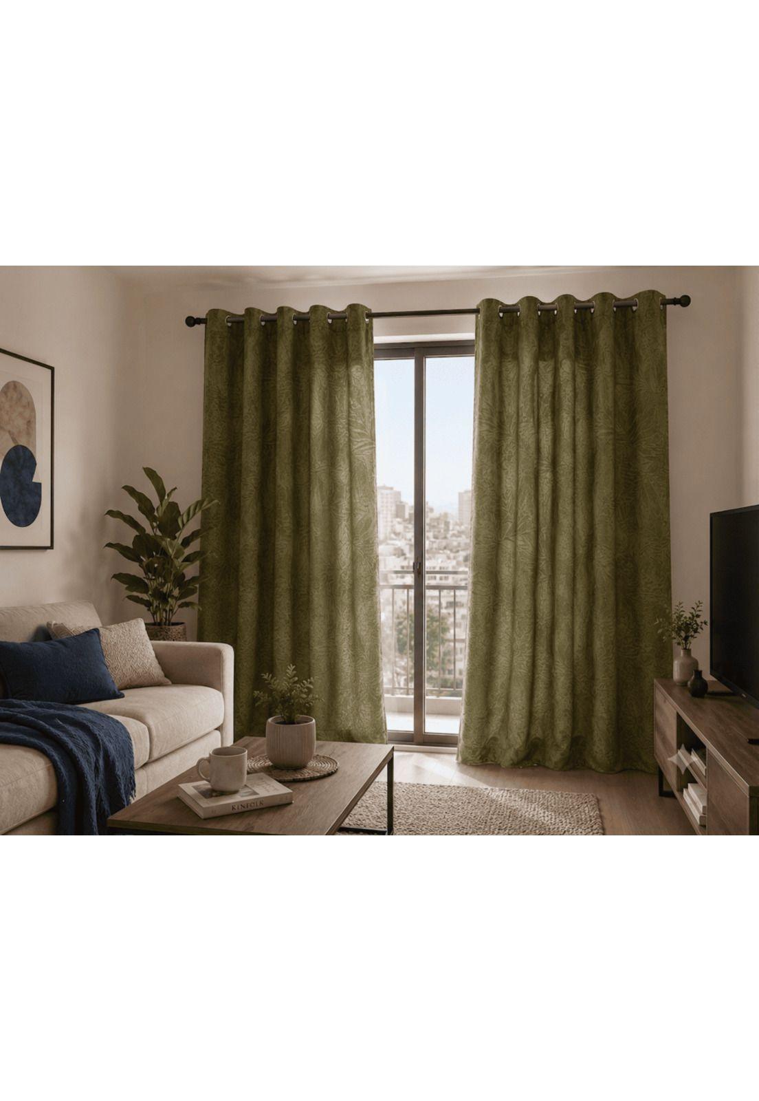Set Cortina Velvet Emboss 140X220 Beige-2