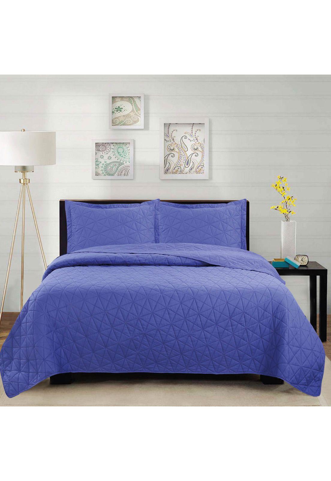 Cubrecama Liso Ultrasonic Triangle 2P Color Morado-0