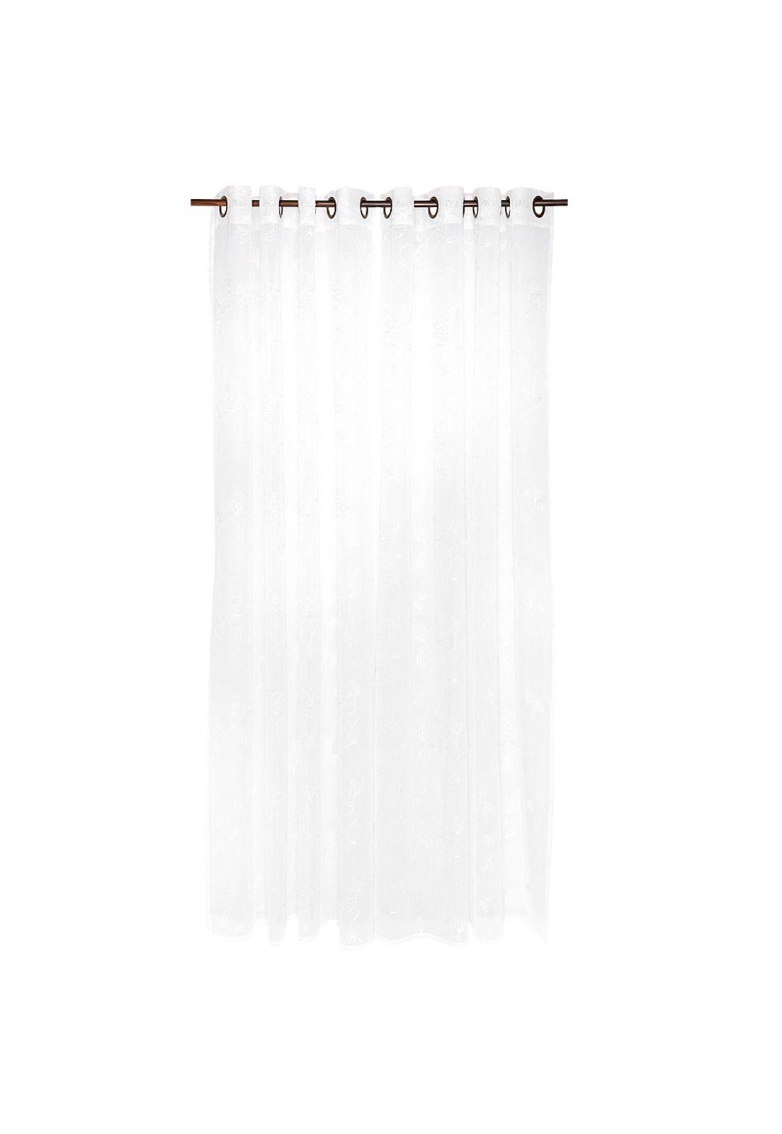 Set 2 Velos De Cortina Bordado Blanco 140X220 Bosque-0