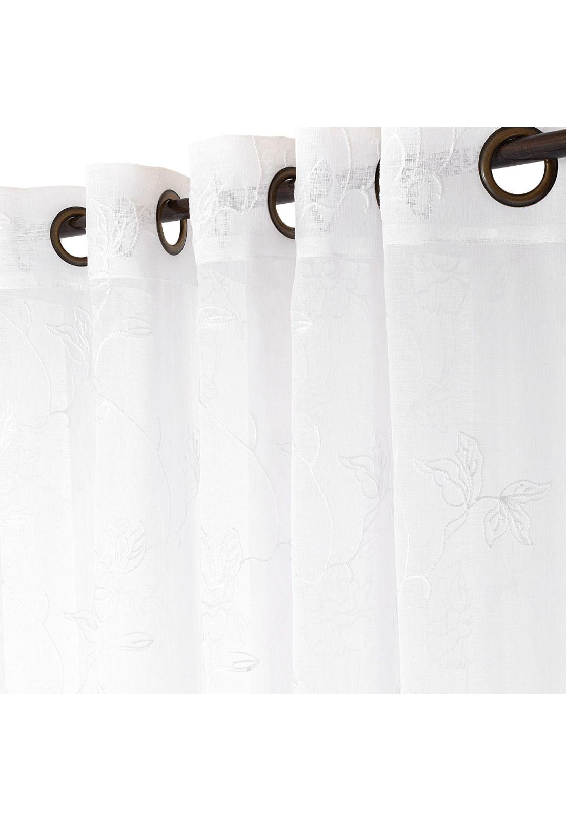 Set 2 Velos De Cortina Bordado Blanco 140X220 Bosque-1