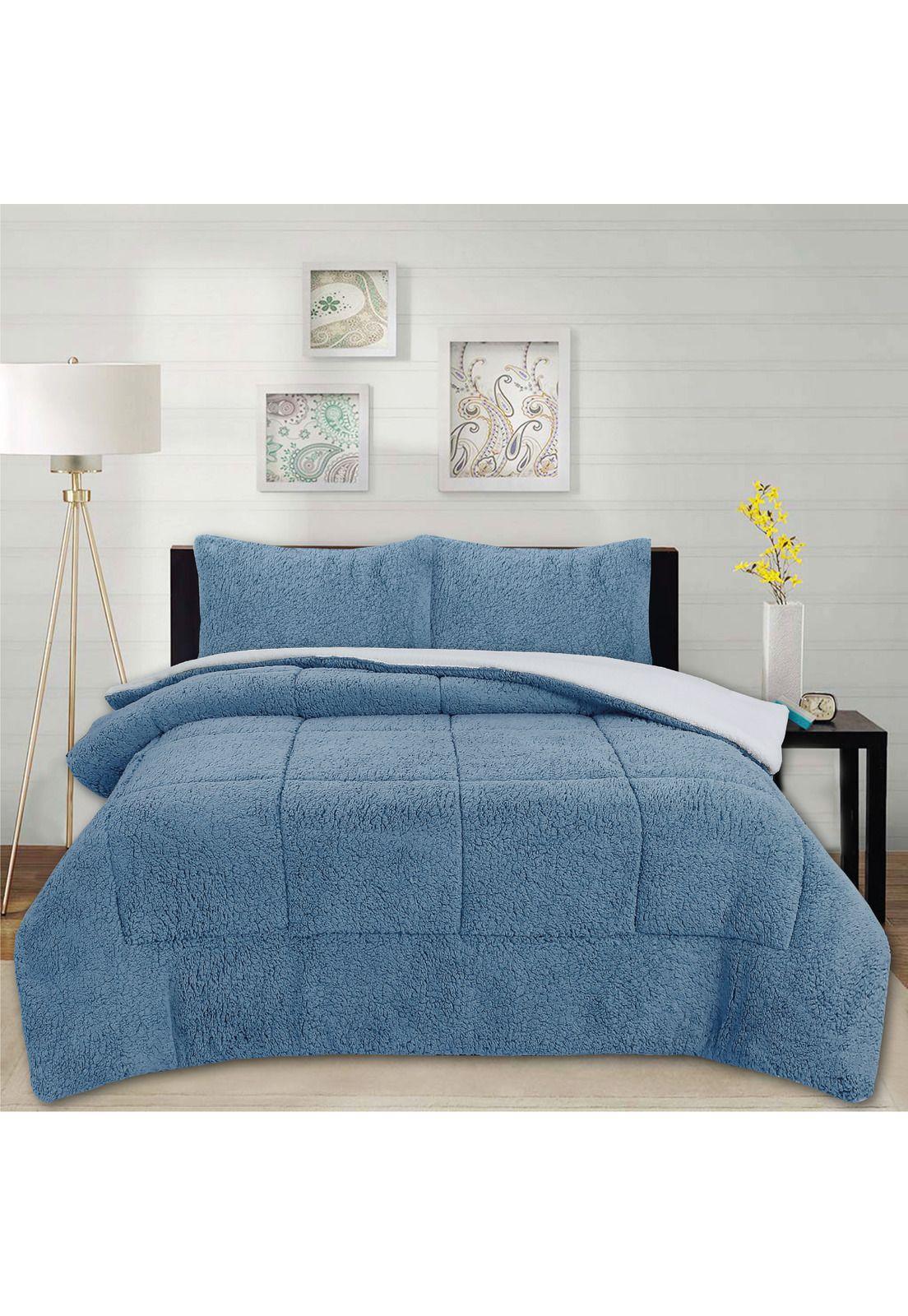 Cubrecama Corderito Termico 1.5p - Azul-0