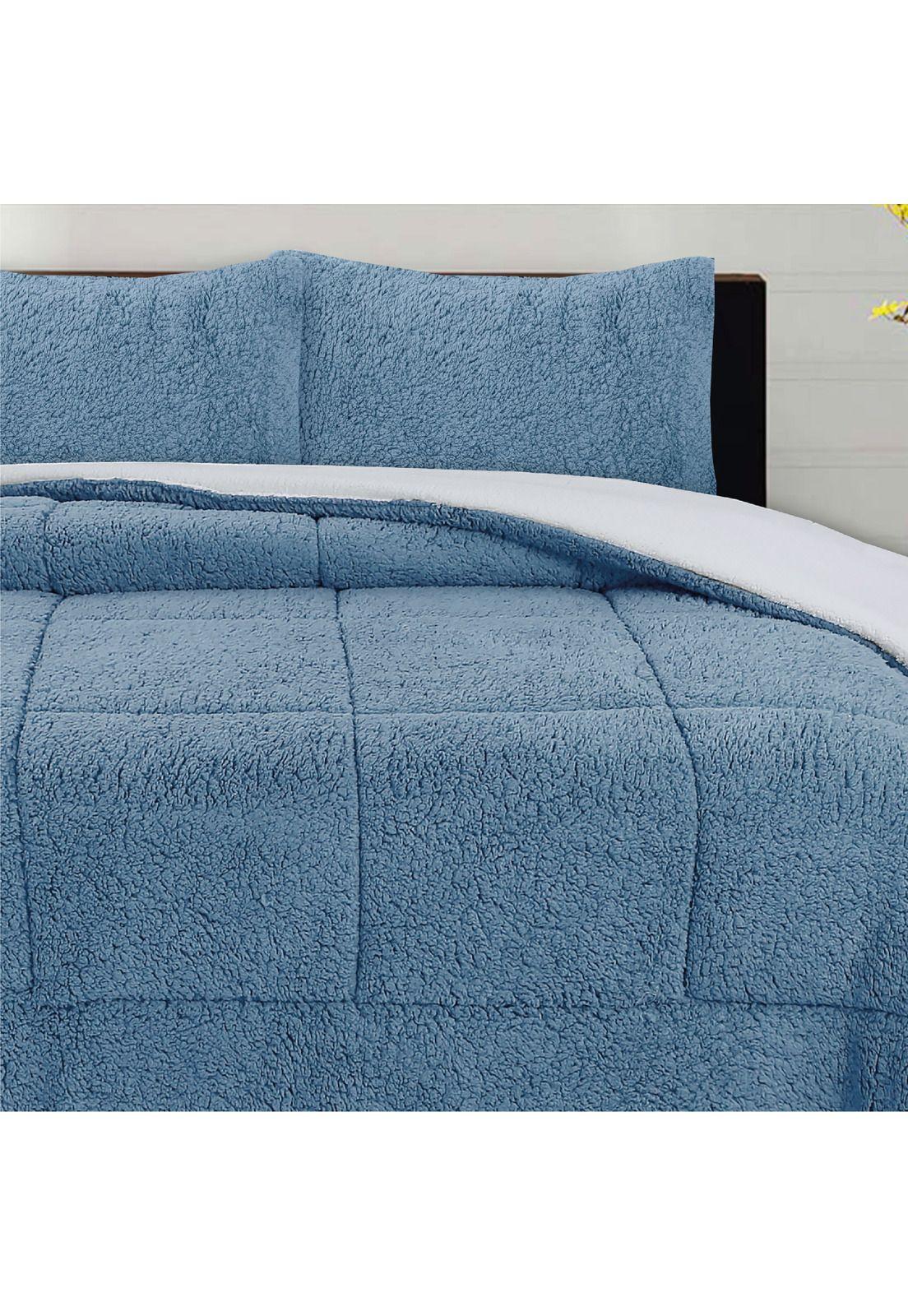 Cubrecama Corderito Termico 1.5p - Azul-1