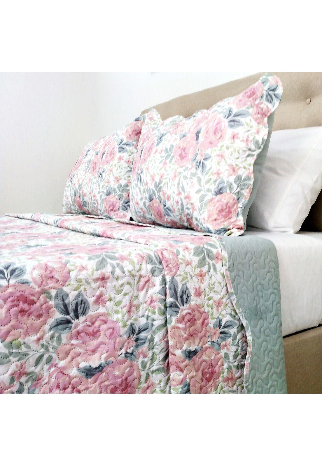 Cubrecama Microfibra Estampado Rozas 1.5 Plazas -1