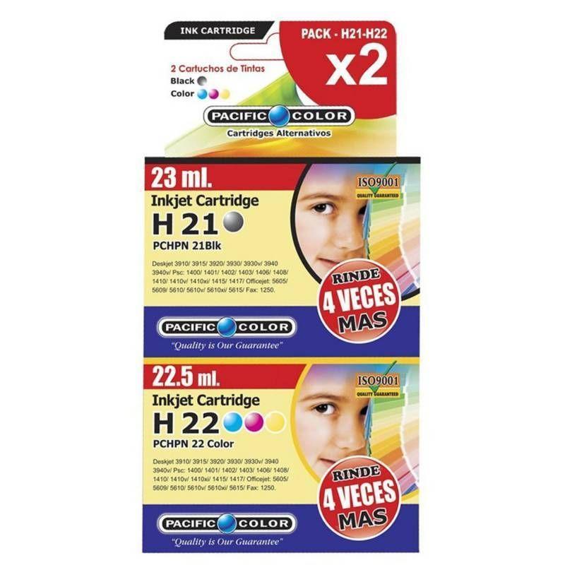 Pack Tintas Alternativas PACIFIC COLOR HP 21-22-0
