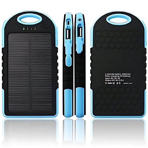 Cargador Solar Inalámbrico para Celular con Batería Externa y Puerto USB-3