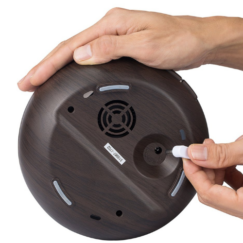 Humidificador de Madera Estilo Oscuro con Aromaterapia, Luz LED y Carga USB-2