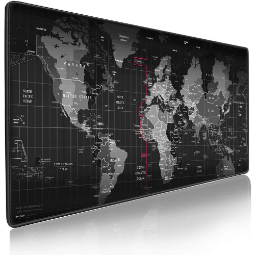 Mousepad XL Mapamundi de 90x40 cm con Base Antideslizante y Costuras Resistentes-3