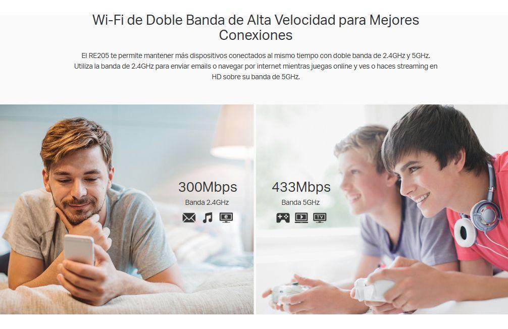 Extensor Cobertura Wifi 5 Ac750 Tplink Doble Banda Re205-4