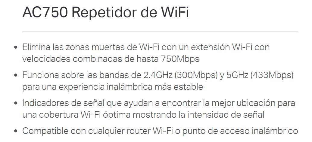 Extensor Cobertura Wifi 5 Ac750 Tplink Doble Banda Re205-7
