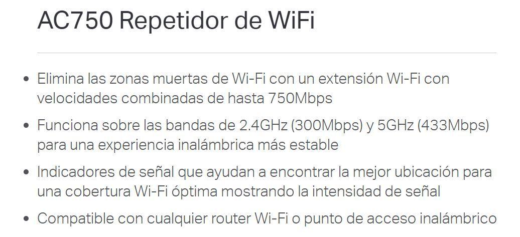 Extensor Cobertura Wifi 5 Ac750 Tplink Doble Banda Re205-7