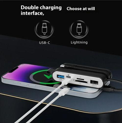 Hub 6 En 1 Entrada Usb 3.0 Usb C Ligthning Pc Smartphone Negro-3