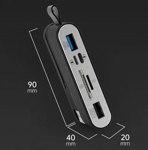 Hub 6 En 1 Entrada Usb 3.0 Usb C Ligthning Pc Smartphone Negro-5