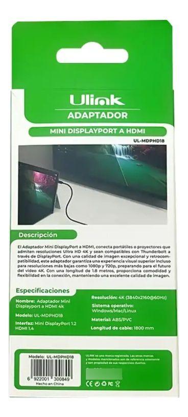Cable Adaptador Mini Displayport A Hdmi 4k 1.8mt Premium-3