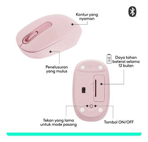 Mouse Inalámbrico Logitech Bluetooth M196 Rosa-3