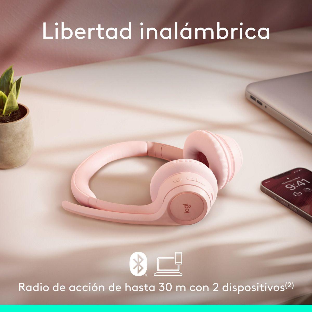 Audífonos Inalámbrico Con Micrófono Zone 300 Logitech Rosado-4