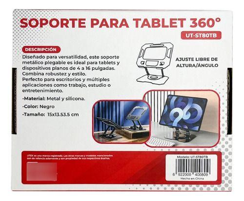 Soporte Tablet Metálico 360° Ajustable Compacto 4 A 16 -4