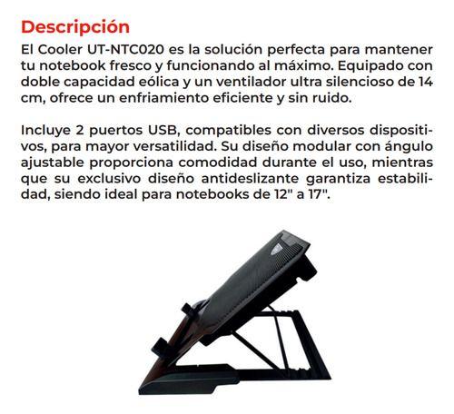 Base Cooler Notebook 12-17  Doble Ventilador De 14cm Utek-3