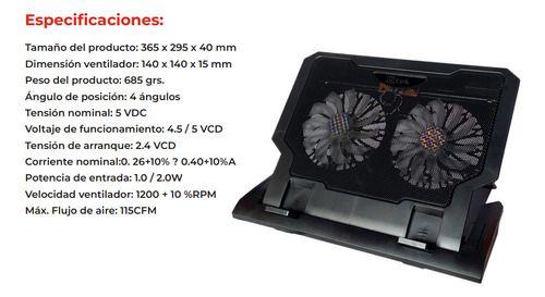 Base Cooler Notebook 12-17  Doble Ventilador De 14cm Utek-4