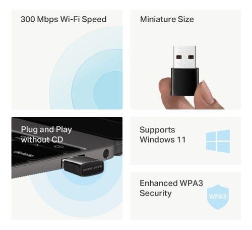 Adaptador Usb Wifi Nano Ma12n 300mbps Mercusys-3