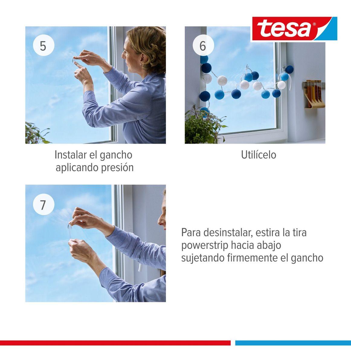 Pack 3 Blíster Gancho Removible Acrílico Vidrio 0,2 Kg Tesa-7