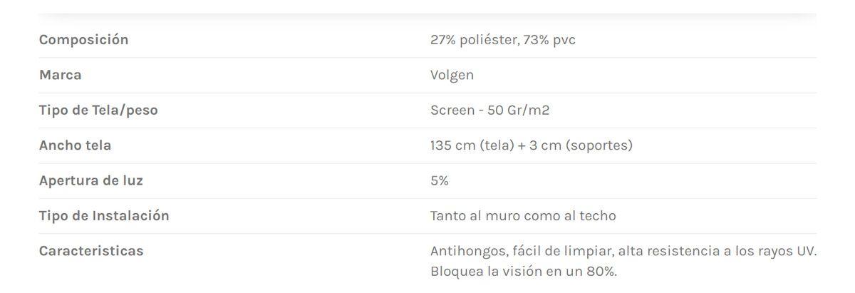 Cortina Roller Sun Screen 1,35x2,5mts Calidad Premium Volgen-7