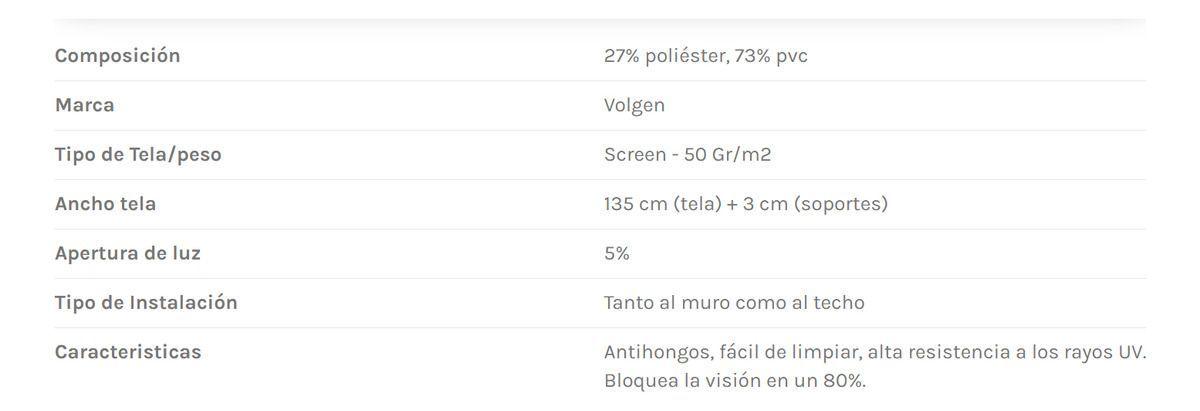 Cortina Roller Sun Screen 1,35x2,5mts Calidad Premium Volgen-7