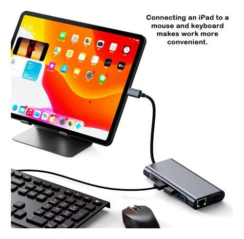 Adaptador Tipo C 11 En 1 Rj45 Hdtv Usb 3.0 Usb C Jack Sd Plateado-4