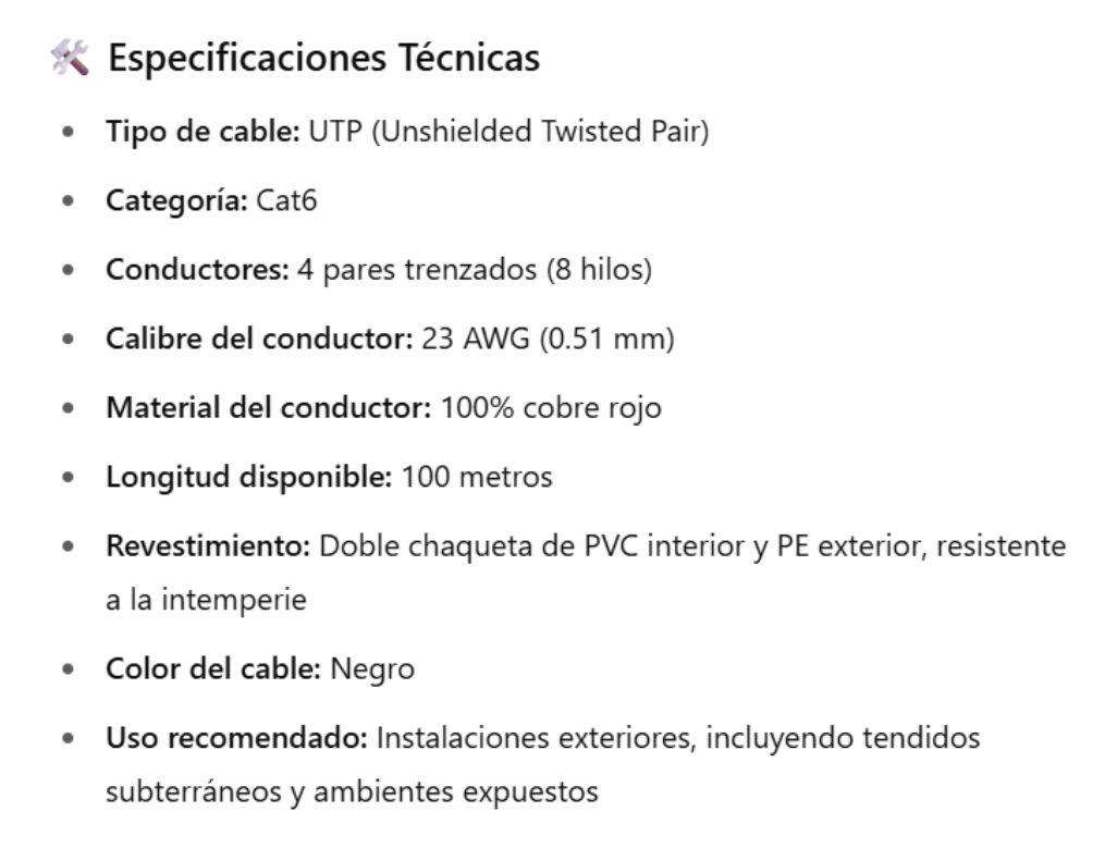 Cable Utp 100% Cobre Exterior Cat6 100mt Ulink 4x2x0.51mm-2