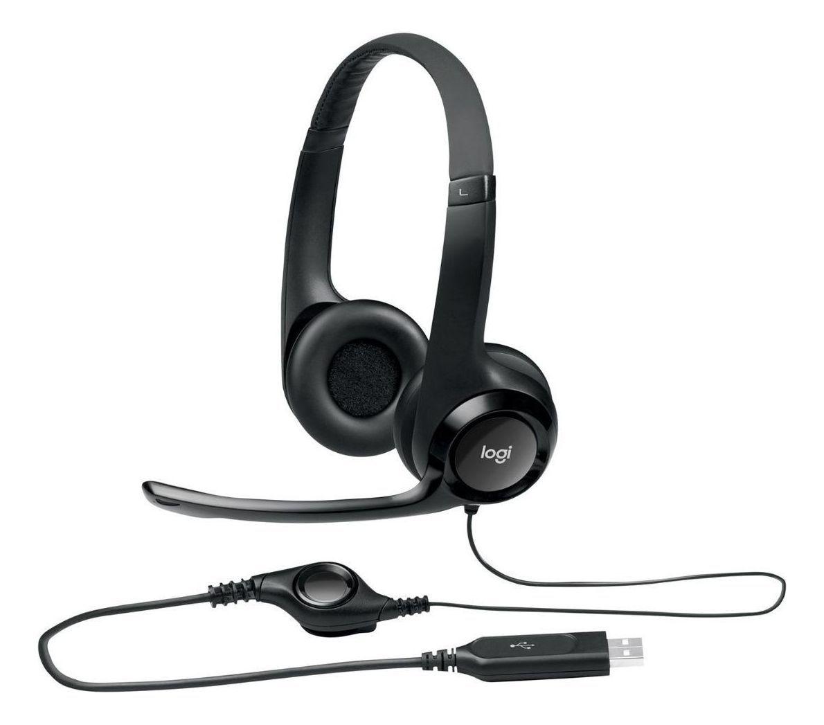 Audífono Cintillo Con Micrófono Usb Logitech H390 Negro-1