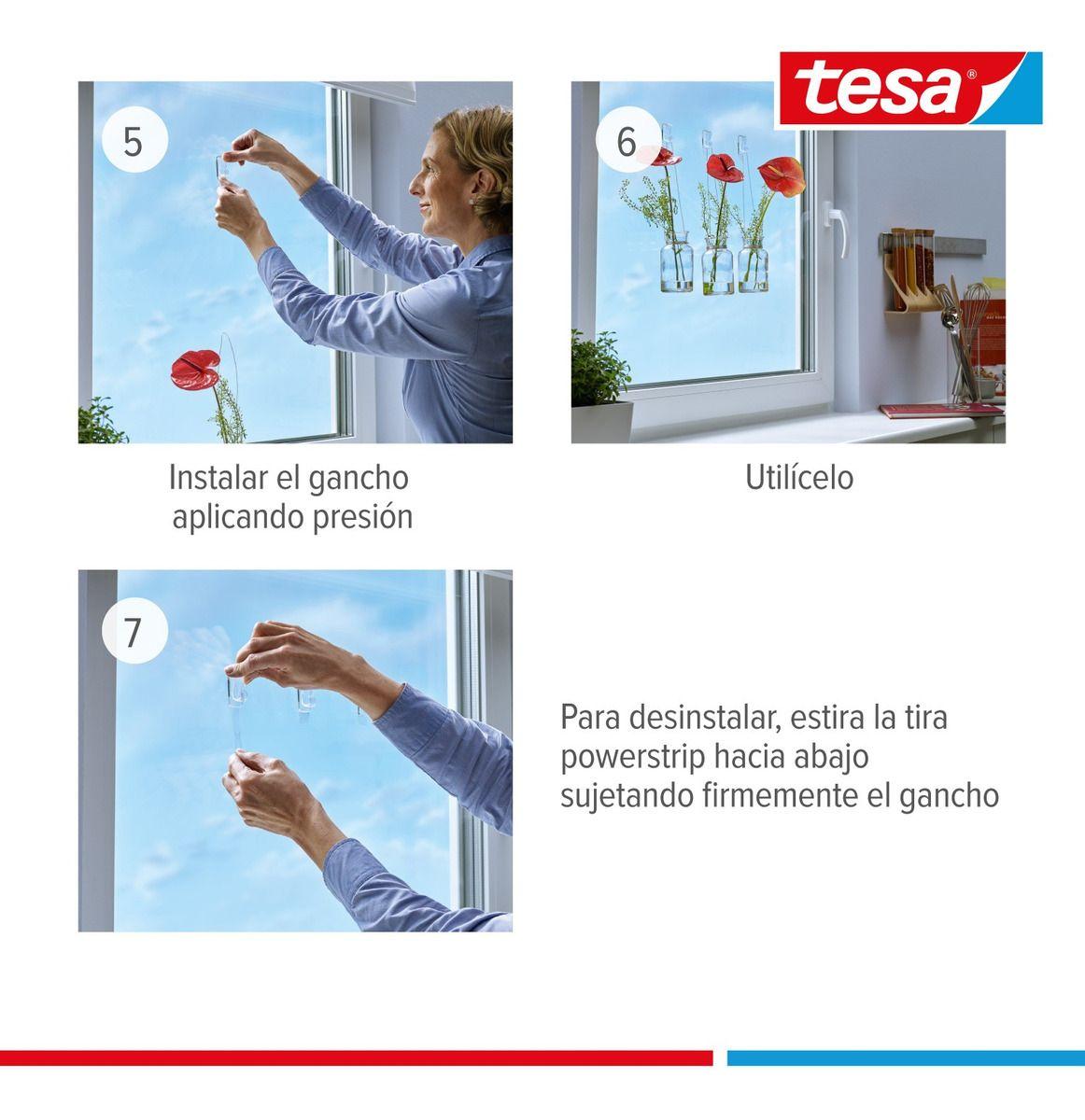 Pack X 2 Gancho Adhesivo Superficies Transparentes Tesa-7