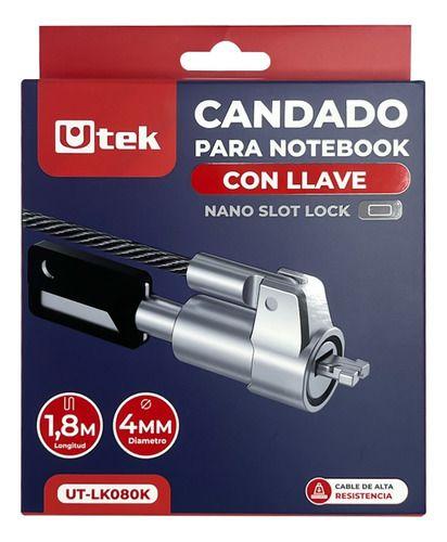 Candado Notebook Slot Nano Con Llave 1,8m Ut-lk080k Utek-4