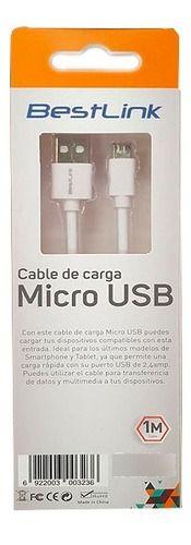 Cable Datos Carga Rápida Usb A Micro Usb 1 Metro Blanco-2