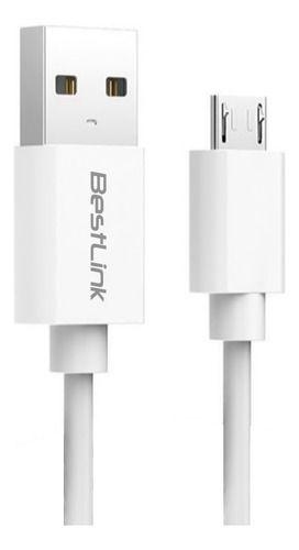 Cable Datos Carga Rápida Usb A Micro Usb 1 Metro Blanco-0