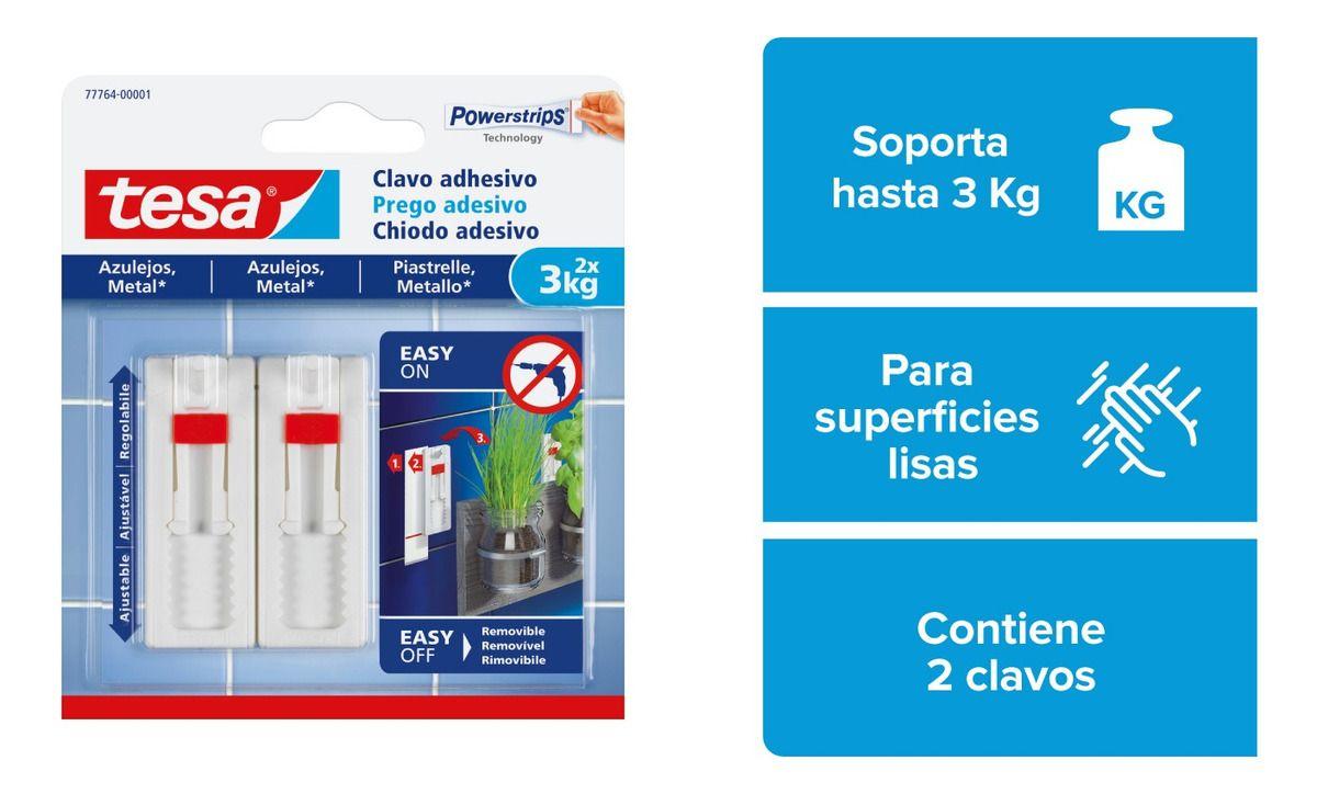 Pack 4 Blíster Clavo Adhesivo Para Azulejos Y Metal 3kg Tesa-2