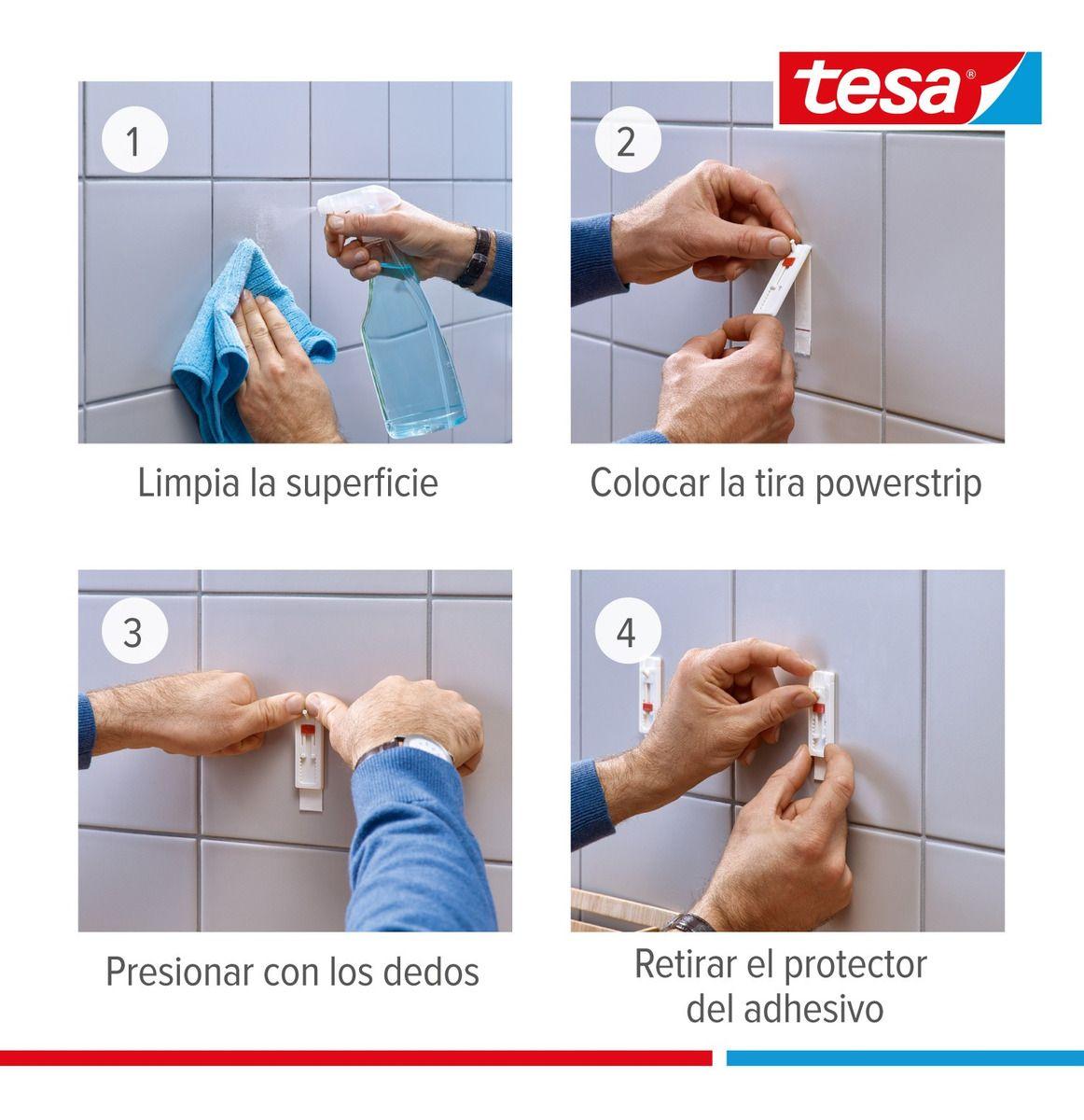 Pack 4 Blíster Clavo Adhesivo Para Azulejos Y Metal 3kg Tesa-7