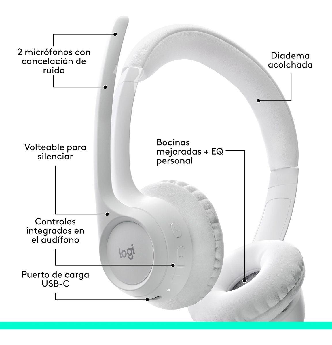 Audífonos Bluetooth Con Micrófono Zone 300 Logitech Blanco-5