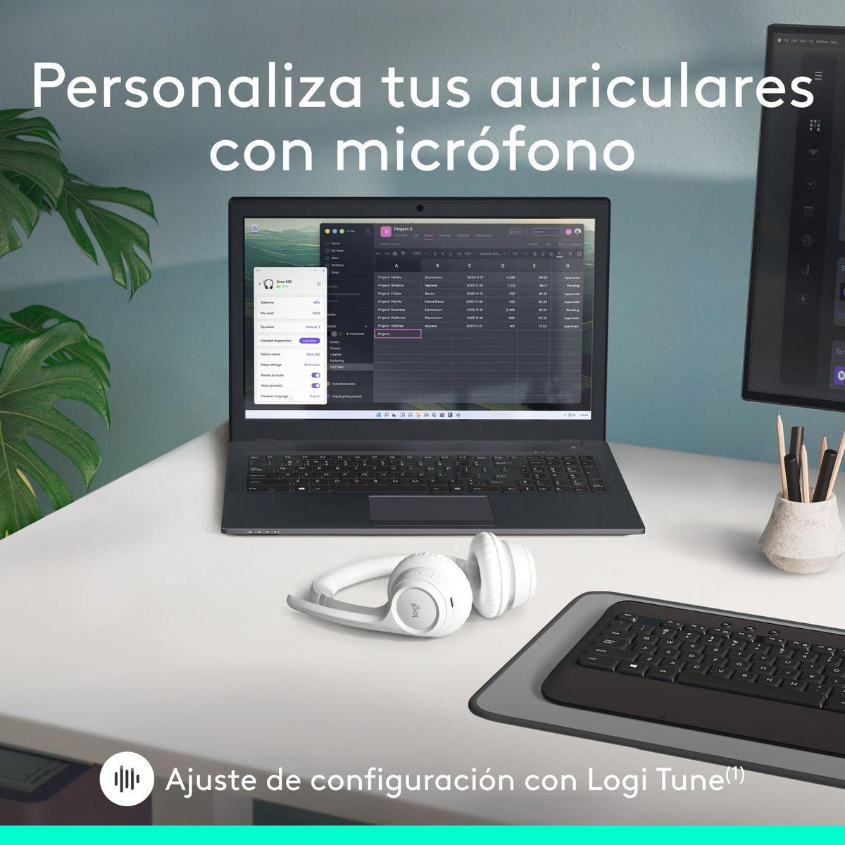 Audífonos Bluetooth Con Micrófono Zone 300 Logitech Blanco-7