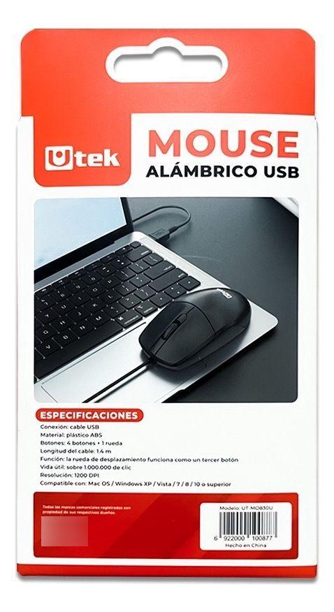 Mouse Alámbrico Usb 1200 Dpi Ut-mo830u-3