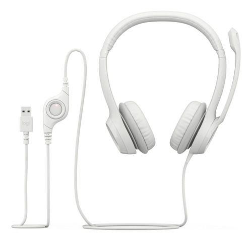 Audífonos Con Micrófono Conexión Usb H390 Logitech Blanco-3